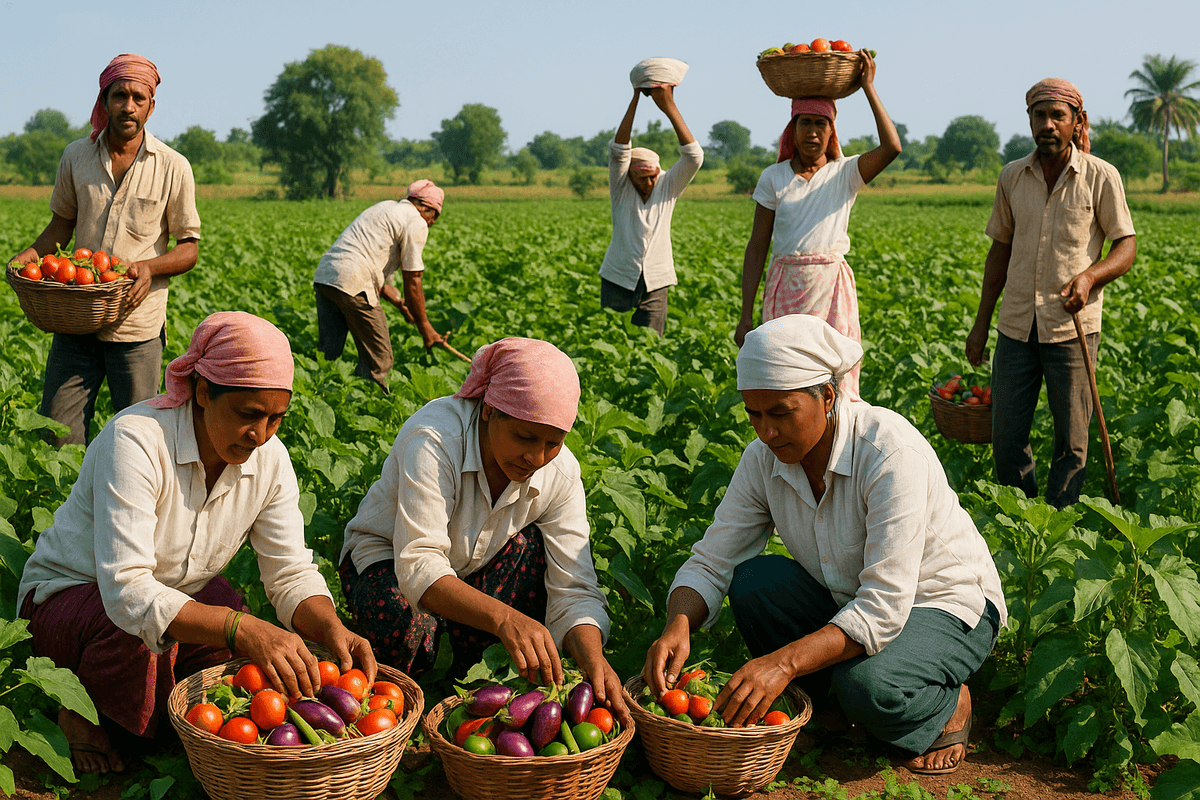 A farmer using a tablet to manage their crops